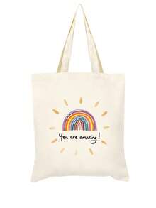 Lot de 5/2/1 sacs de rangement zippés en toile à motifs floraux et lecture, sacs d'emballage cadeau avec inscription motivante << Tu es génial(e) », parfaits pour la rentrée scolaire, les fêtes de remise de diplômes, les voyages, les anniversaires, la fête des professeurs, les cadeaux pour les camarades de classe, les amis, les étudiants et les enseignants. - Beige - Voir 70