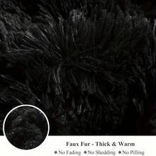 [Halloween Christmas Gift&Decor]3-Piece Soft Fluffy Plush Comforter Set (1 Duvet Cover + 2 Pillowcases W/O Pillow Shams) Soft And Warm Bedding, Machine Washable (Black Queen & King), Perfect For Bedrooms And Guest Rooms - màu đen - Xem 8