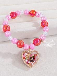 1Pc Girls Cat Capybara Unicorn Heart Shaped Charm Full-Fill Glitters Colorful Sequins Decor Beaded Bracelet Best Gift - Multicolor - View 10