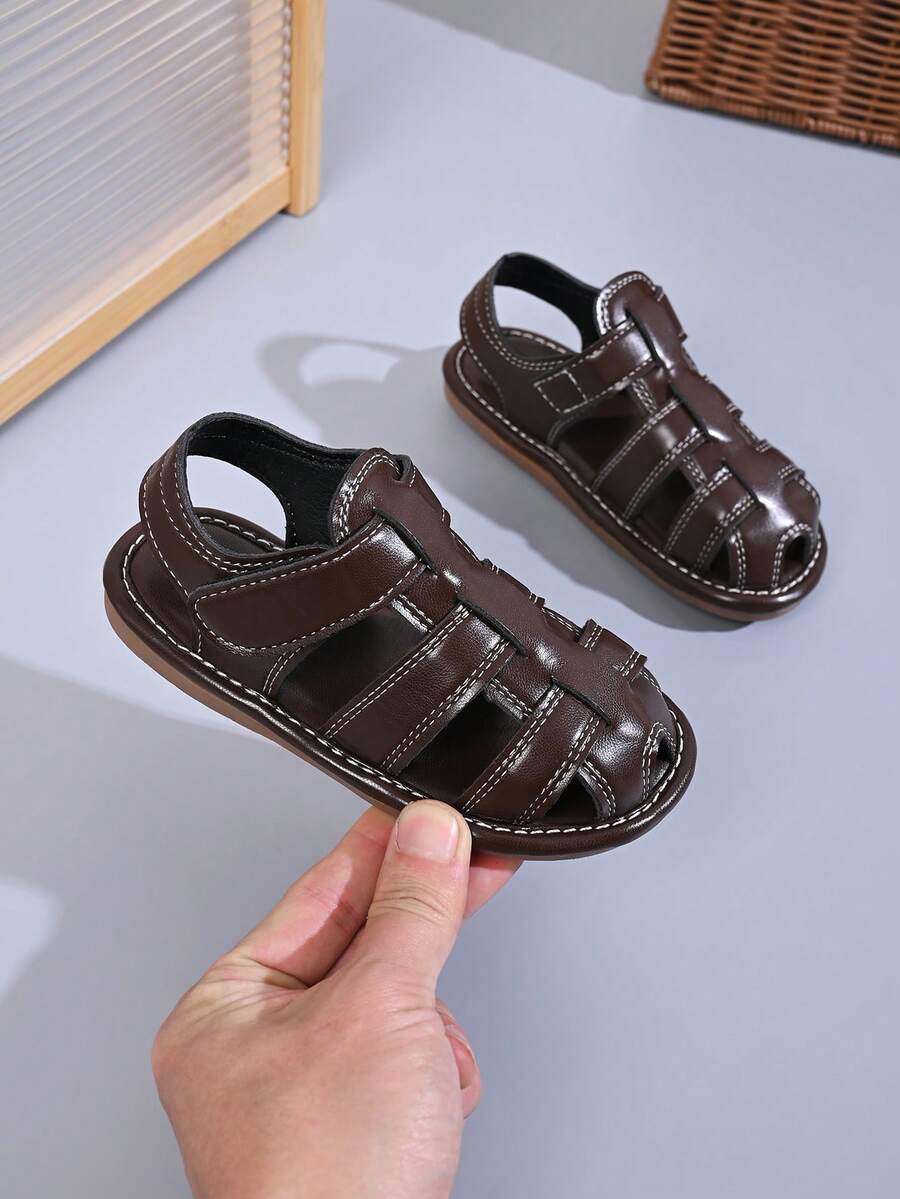 Kids' Classic Fisherman Sandals – Adjustable Ankle Strap, Durable Faux Leather Upper, Closed Toe Design, Non-Slip Sole For Toddler Kids Summer Footwear - Chocolate Brown - View 1