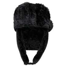 Black Ushanka Hat Russian Aviator Cold Wool Ear Protection Peruvian Aviator Winter Hat - 黑色 - 查看 3