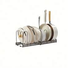 1pc Expandable Kitchen Pot Lid Organizer Rack - Black - View 8