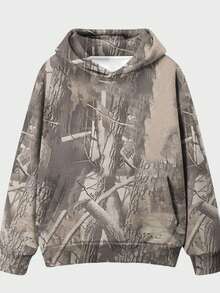 Conjunto de Otoño para Parejas | Sudadera con Estampado de Hojas de Arce, Tejido Cálido de Felpa, Look Coordinado y Romántico - Caqui - Ver 3