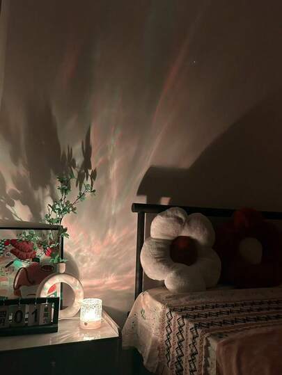 1pc 16-Color LED Wave Light, Remote & Touch Control, Home Decor Ambiance Lamp, 16 RGB Colors, Suitable For Bedroom & Living Room Decoration, Perfect For Birthday, Valentine's Day And Party, Dimmable | Stylish Projection Lamp | Plastic Tabletop Lamp