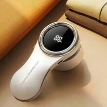 USB Powered Adjustable Electric Lint Remover - Powerful Motor, USB-C Fast Charging, Portable Fabric Shaver For Sweaters, Clothes, Furniture, Carpets, Bedding - Includes Cleaning Brush, Essential For Home & Travel Laundry - White & Rose Gold Decorative Design, Compact & Efficient, Stylish Storage Solution. - Digital Display Upgrade - View 13