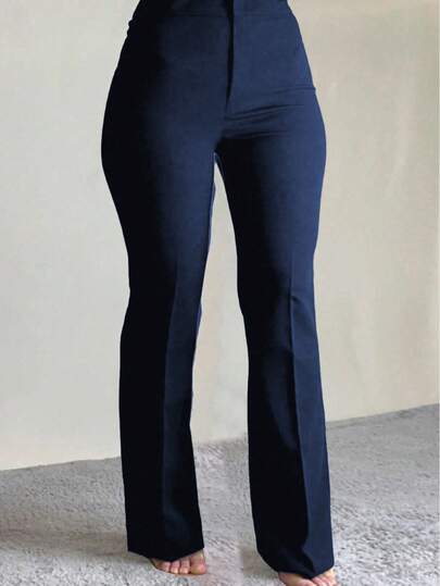 Plus Size Women Elegant High Waist Pocket Slim Fit Casual Everyday Commute Pants Spring