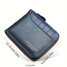 Patchwork Leather Design, Showcasing Fashionable Aesthetics. The Short, Horizontal Design Is Compact And Portable, With Durable Collagen-Bound Edges, Making It A Perfect Gift For Your Boyfriend, Dad, Or Father's Day Present. - Coffee Brown - View 4