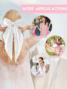 2个装女士超大黑白蝴蝶结发夹，大号蝴蝶结长尾缎面丝滑发带蝴蝶结发夹，马尾发卡，适合成人和青少年，春夏时尚配饰 - 彩色 - 查看 8