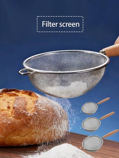 Stainless Steel Strainer, Small Strainer, Baking Tool, Kitchen Strainer, Can Be Used To Filter Juice, Soy Milk Residue. Easy To Use, Ideal For Sifting Dry Ingredients, Just Quickly Rinse And Wipe To Easily Release Any Residue. Suitable For Food, Tea Leaves, Rice, Oil, Noodles, Fruits, Vegetables - Rust-Resistant, Easy To Clean Beverage Strainer. Christmas Gift, Valentine's Day Gift, New Year Gift