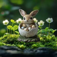 Easter Colorful Egg Cup Cute Rabbit Acrylic Outdoor Garden Sculpture Ground Plug Decoration Courtyard Props - Multicolor - View 4