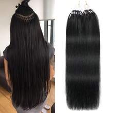 Micro Ring Hair Extensions 24 Inch 50g Natural Black Micro Beads Link Straight Real Human Hair Extensions - Natural Black - View 3