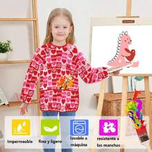 4 Delantales Impermeables para Niños y Niñas, Bata de Arte con 3 Bolsillos, Mangas Largas Antimanchas para Pintar, Cocinar, Jugar y Aire Libre (2-10 Años),40853783 - Multicolor - Ver 5
