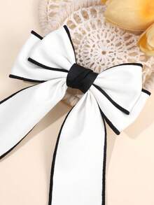 1 Pc Simple Solid Color Bow Hair Clips For Women, Elegant White Large Bow Hair Barrettes, Hairpin Perfect For Commuting, Daily Wear, School, Student Supplies, Hair Tools, Women's Retro Hair Accessories - Multicolor - View 2