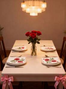 20/10/1pc Rose Print Napkins - Valentine's Day Tablecloth, 10*10 Inch 3-Ply Thick Disposable Napkins, Suitable For Valentine's Day Tableware, Birthday Party, Spring Decoration, Restaurant And Kitchen Essentials - Multicolor - View 4