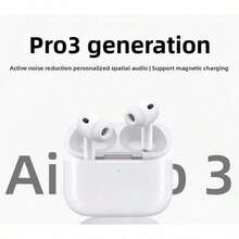 New Audifonos Bluetooth Airpro Pro3 Wireless Earbuds, ANC Active Noise Cancelling Personalized Spatial Audio Earbuds, Bluetooth 5.4 Headphones HiFi Stereo, Bluetooth Earbuds With Dual ENC Noise Cancelling Mic, IPX7 Waterproof In Ear Earphones, 48H Playtime, Magnetic Charging, LED Display, Comfort Ear Tips Included, Ear Buds For Pad Phone Workout Running Gaming Travel, White - Pro3降噪版 - 查看 1