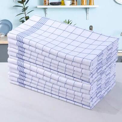 1/2/4/6/8/12pcs Colorful Checkered Kitchen Cleaning Cloths, SoftPure Cotton Large Dish Towels, Suitable For Bar & TeaHouse Wipers And Dishes Dryer,Large Checkered Kitchen Dish Towel, Absorbent Tea Towel, Soft Reusable Cleaning Cloth, Quick-Drying Dishcloth, Dishwashing Cloth