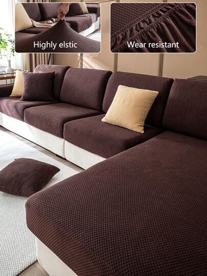 1pc Stretch Sofa Cover, Non-Slip Full Coverage Sofa Seat Cover, Suitable For All Seasons, Fabric Sofa Slipcover, Machine Washable, Dust-Proof, Pet-Friendly, Decorative Sofa Throw Blanket, Adjustable For Corner Sofa, Bedroom, Office, Living Room, 1/2/3/4 Seater