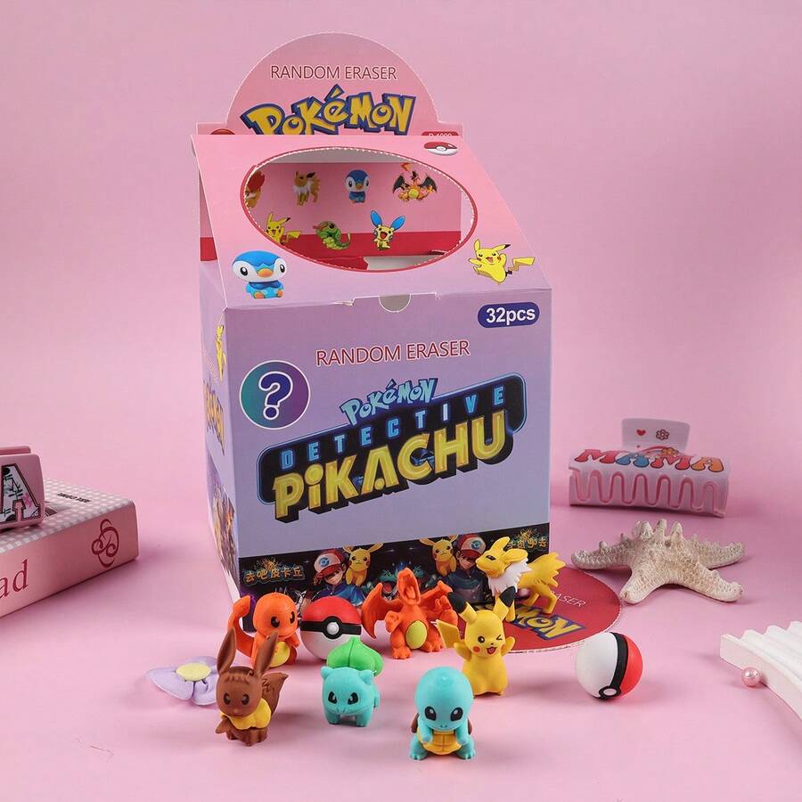 5/10/32pcs Pokemon, Pikachu, Pocket Monster Creative Erasers Blind Bags, 3D Cartoon Erasers Assemble, Back To School Gifts For Kids (Random Delivery, Each Bag Has Different Surprises, Only Part Shown) - Multicolor - View 1