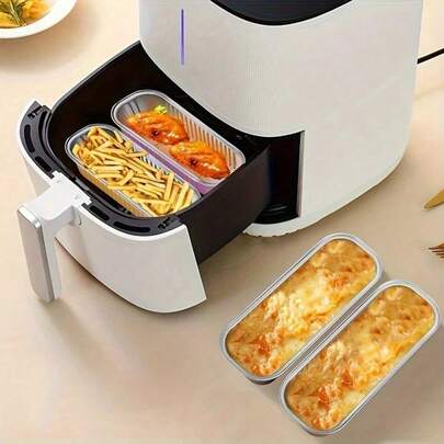 20/5/10pcs Thick Aluminum Baking Tray, Suitable For Air Fryer - Rectangular Baking Pan With Handle, Great For Home Cooking, Camping, Party And Birthday Decoration