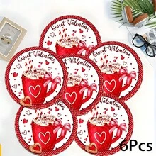 2片/4片/6片装红色心形硅胶餐垫，情人节图案，节日礼物，装饰品，适用于餐桌、咖啡吧，四季皆宜，可水洗，可作桌面垫、房间装饰、杯垫、沥水垫、厨房餐垫、室内/室外派对装饰、家居装饰，理想礼物 - 彩色 - 查看 7