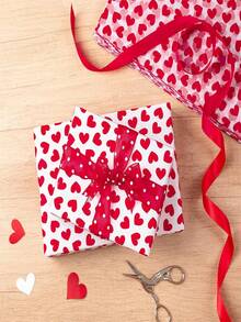 10/20pcs Red Heart Design Tissue Paper | Romantic Wrapping Paper, Suitable For Gift Bags, Packaging, Arts & Crafts, Weddings, Valentine's Day, Anniversary Decorations - Red - View 3