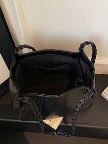 斋月新款时尚大容量高端休闲简约轻便百搭韩版复古慵懒格纹编织女士单肩手提包 - 彩色 - 查看 6