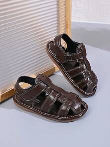 Kids' Classic Fisherman Sandals – Adjustable Ankle Strap, Durable Faux Leather Upper, Closed Toe Design, Non-Slip Sole For Toddler Kids Summer Footwear - Chocolate Brown - View 6