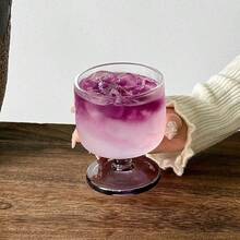 两只紫色高脚玻璃杯，高端艺术玻璃器皿，可清洗，完美杯型，香槟鸡尾酒杯，饮料杯，非常适合盛装饮用水和各种饮品 - 紫色 - 查看 6