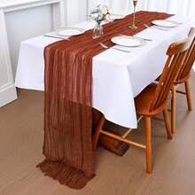 1/3pcs Yellow Cheese Cloth Tablecloth, Rustic Boho Cheese Cloth Tablecloth, Wedding Decoration, Birthday Party, Bridal Shower Table Center Decor - Multicolor - View 13