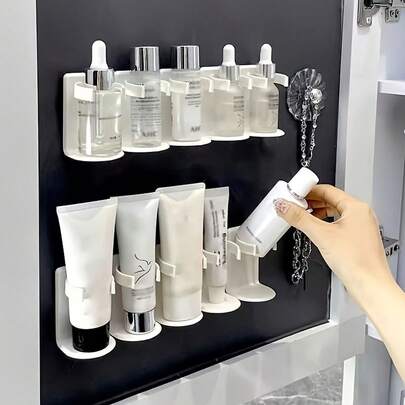 Kệ đựng đồ dùng nhà tắm treo tường đa chức năng, dễ lắp đặt, không cần khoan, dùng để đựng mỹ phẩm và đồ dùng vệ sinh cá nhân.