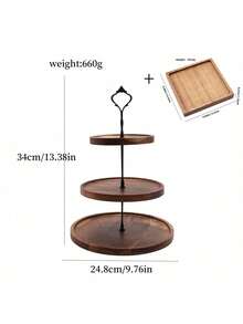 2-Tier & 3-Tier Cake Display Stand, European Style Dessert Display Rack, Wooden Biscuit & Food Exhibition Shelf For Birthday Party - Multicolor - View 11