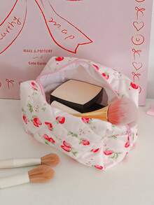 1件/套草莓印花绗缝化妆包，可爱大容量化妆包，化妆工具收纳包，洗漱包，铅笔盒，多功能收纳，可存放化妆品、护肤品、护手霜、防晒霜、首饰、卫生巾、零钱、铅笔、钥匙、小物件等。化妆包钱包，卫生棉条收纳袋，送给朋友、妈妈、情人节、婚礼、伴娘、生日、返校季等场合的礼物，旅行必备，化妆包，旅行必备 - 彩色 - 查看 15