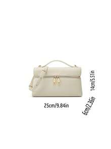 New Fashionable Versatile Solid Color PU Waterproof Handbag, Zipper Closure Design, Letter Graphic Decor, Elegant Ladies Wallet, Handbag/Box Bag, Business Commuter Bag, Travel Holiday Essential, Suitable For Travel, Shopping, Commuting And Vacation - White - View 2