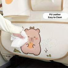 1 pieza Bolsa de almacenamiento colgante para basura de carro con diseño lindo de Capibara de dibujos animados, organizador de carro anti-patadas - A - Ver 5