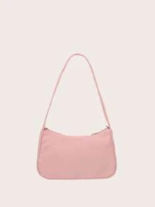 Trendig enfärgad axelväska - Rosa - Visa 2