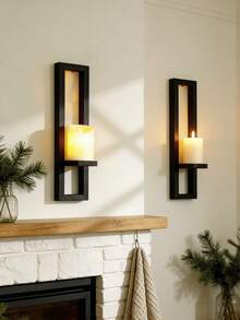 Bộ 1/2 chân nến gỗ đen phong cách Bohemian, chân nến treo tường hình chữ nhật tối giản hiện đại, đồ trang trí nến treo tường bằng gỗ kiểu retro, phù hợp cho phòng ngủ và phòng khách, chân nến đen tối giản, chân nến treo tường dọc thời trang, đồ trang trí nhà cửa, chân nến gỗ đen thanh lịch. - Nhiều màu - Xem 7
