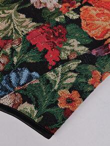 Apperloth A Top corto con estampado floral dorado vintage para mujer, con aros, bajo curvo, cierre con lazo, prenda moldeadora tipo bandeau para fiestas, atuendo de discoteca, disfraz de Halloween - Flor - Ver 8