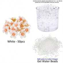 100pcs Artificial Cherry Blossoms And 5000pcs Water Beads Set, For Vase Decor, Vase Filler, Floating Candle Center Decor, DIY Wedding Decor, Valentine's Day Decor, Theme Party, Bar & Restaurant Decor, Home Decor, Room Decor, Glass Vase Decor - White - View 6