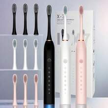 Sound Wave Electric Toothbrush With 6 Modes And Intelligent Timer, Rechargeable USB Oral Care For Men And Women, Including Suitable For Sensitive Gums And Teeth - Black - View 1