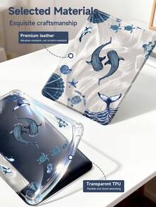 海洋生物：海龟与贝壳图案平板电脑保护套，兼容 iPad Air 11 英寸 M3 2025 / M2 2024、iPad Air 第五代 2022、iPad (A16) 11 英寸第十一代 2025、三星 Galaxy Tab、Kindle Paperwhite 第十二代 2024，透明背壳，时尚图案保护套，支持自动睡眠/唤醒功能，气囊保护，适合送礼和办公使用。 - 彩色 - 查看 9
