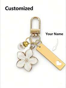 1pc Customized Metal Sakura Keychain, Personalized Stainless Steel Keyring, Engraved, Fashionable, Vintage, Minimalist, Unique, New Autumn Design, Unisex, Lightweight & Elegant Sakura Design, With Tag, Suitable For Bags, Car Keys, Couples & Holiday Gifts, Delicate & Romantic - Multicolor - View 14