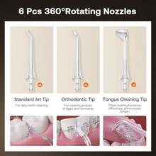 Irrigador Bucal Inalámbrico Portátil de 300 ml, 3 Modos de Limpieza, 6 Puntas de Chorro, IPX7 Impermeable, Recargable por USB, para Uso en Baño o Viajes - Azul oscuro - Ver 5