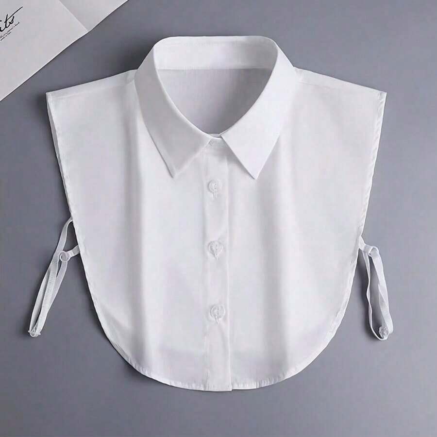 Classic White Removable Shirt Collar - Women's Modest Pointed Fake Collar Blouse. Lightweight Knitted Layering Accessory For Professional Office Wear. Comfortable Detachable Half Blouse Fits All Sizes For Spring/Winter Fashion. (White) Ladies Removable Striped Shirt Collar, Pointed Fake Collar With Modest Decoration, Casual Polyester Knitted Accessories, Suitable For Spring, Autumn And Winter - trắng - Xem 1