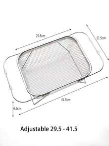 1pc Stainless Steel Fruit & Vegetable Washing Basket, Large Size Adjustable Collapsible Drain Basket, Kitchen Essential, Size: 34cm*24cm - Multicolor - View 8