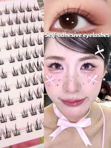 120 Clusters DIY Self-Adhesive Lash Clusters, Natural Comic Style Lashes, Beginner-Friendly For Daily Makeup & Holiday Celebrations. - C - View 7