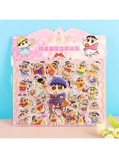 蜡笔小新贴纸，卡通人物日记素材，日记装饰贴纸，文具配件，可爱卡通风格及其他日式简约美学风格贴纸（部分款式可能存在色差，随机发货）