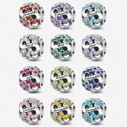 1pc Fashionable Birthstone Four-Leaf Clover Bead, Suitable For Women Bracelet, Bangle DIY Jewelry Making And Daily Accessories Matching, Suitable For Girls Wearing