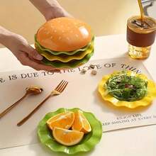 5-Tier & 7-Tier Stackable Burger Dinner Plate Set - Cute Kitchen Salad Plate - Suitable For Desserts, Fruits, Pasta - Perfect For Kitchen, Home And Party Use - Appetizer Serving Set - Fits Any Occasion - Multicolor - View 2