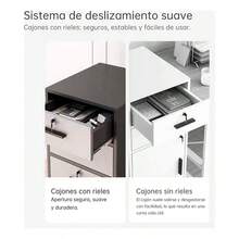 Archivador Para Oficina Y Hogar | Cajonera Con 2 Cajones 1 Puerta - Blanco - Ver 4
