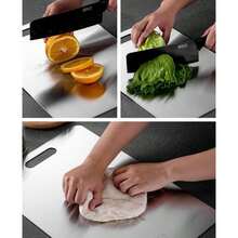 Titanium Cutting Board,2025 New Upgrade Titanium Cutting Boards For Kitchen, Stainless Steel  For Meat Fruit & Vegetable (9.44 * 5.90in 1pcs) - / - 查看 6